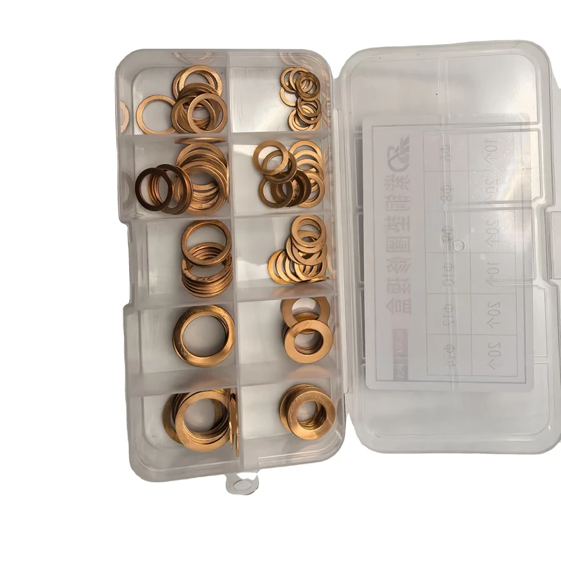 100PCS M6 M14 Copper Washer Assortment Kit Flat Copper Gasket Sealing Ring Copper Washer Set