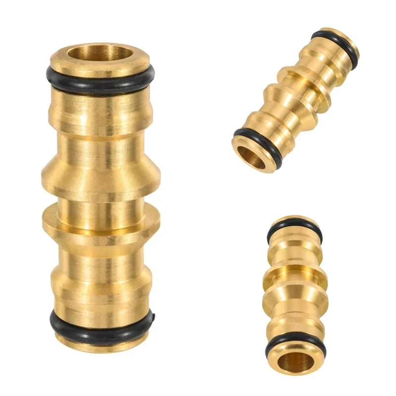 2 Way Garden Brass Hose Connector Joiner Coupler Car Wash All Copper Two-way Quick Repair Nipple Connector Lengthened