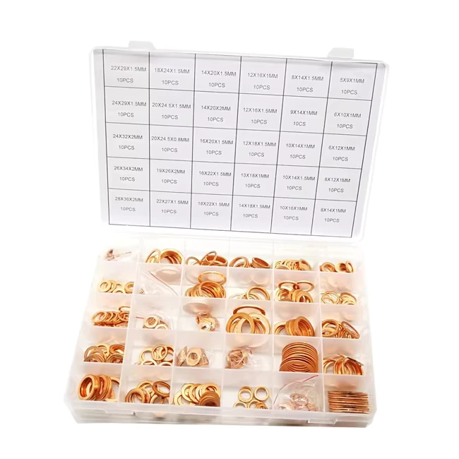 300pcs Kit with Flat Sealing Copper Gasket washer