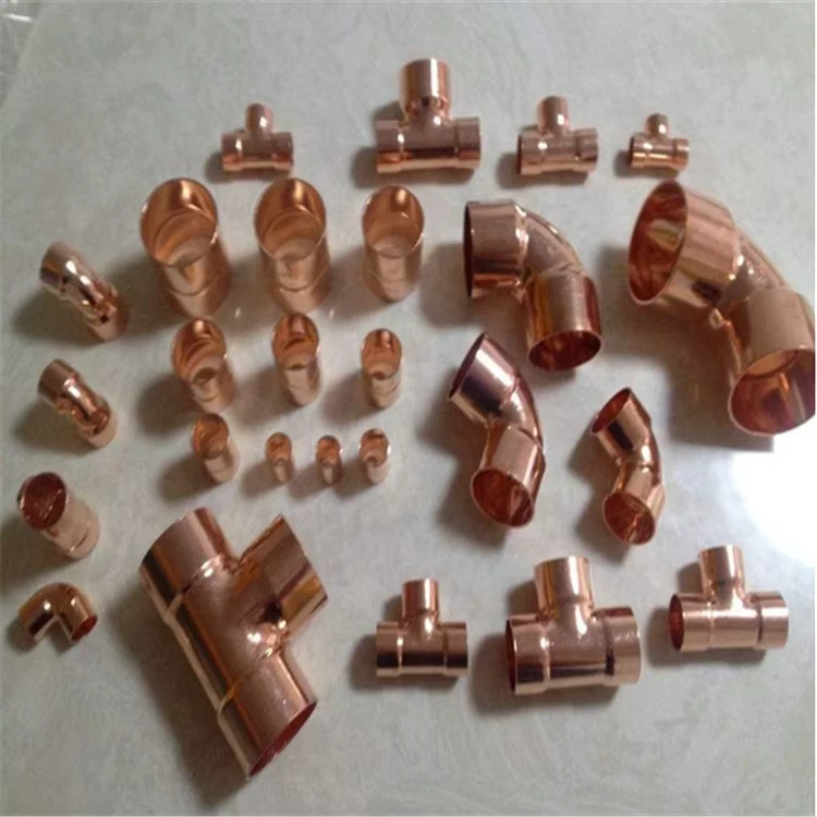 90° 45° Purple Copper Elbow Direct Three-way Fitting Reducer for Air Conditioning Refrigeration Welding Pipe Fittings
