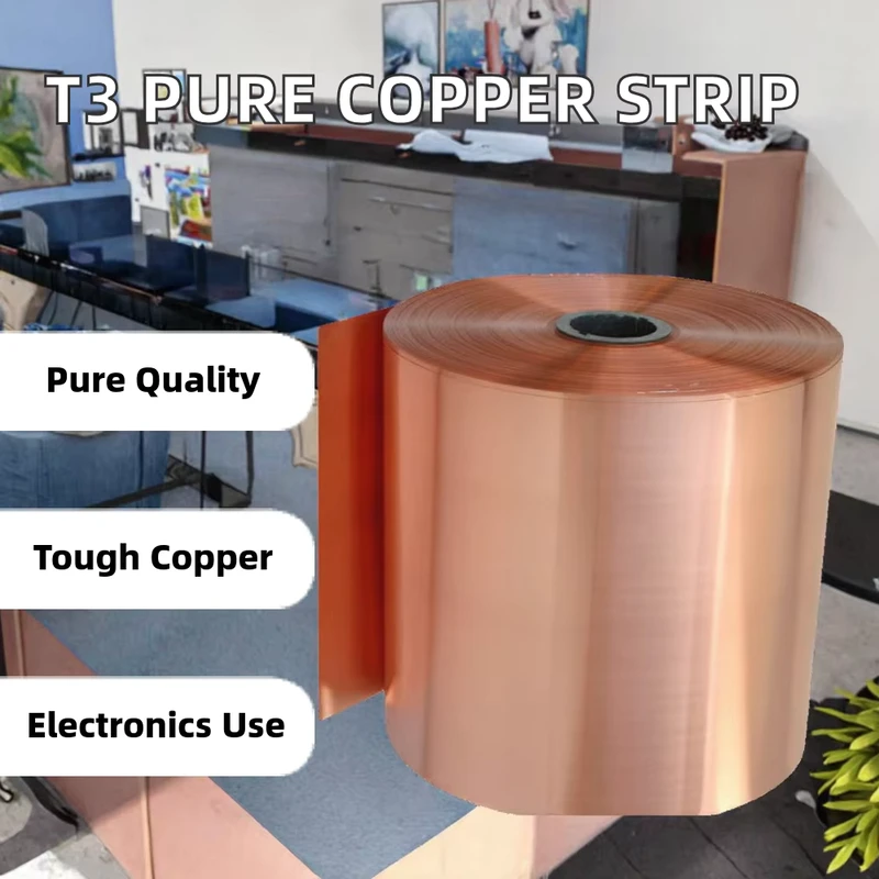 99.9% Copper Alloy Coil Roll China Manufactured T3 Red Copper Strip with Cutting Processing Service T3 Grade