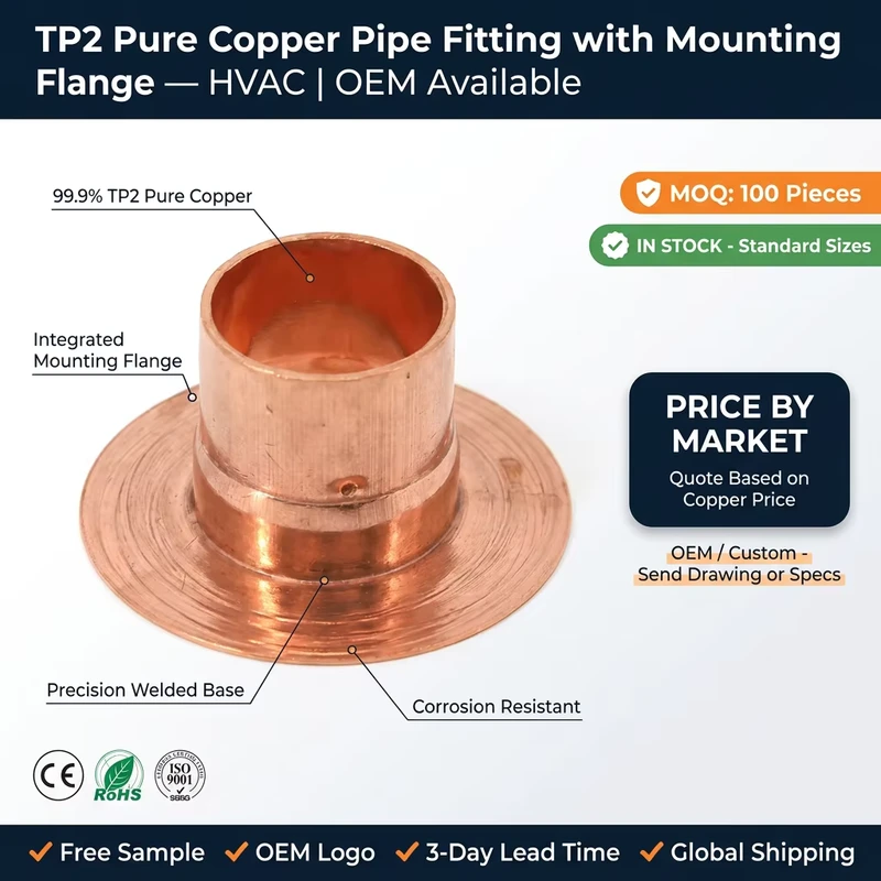 99.9% Pure Copper Welded Flange for Water Pipes Used for Refrigeration and Plumbing Direct Flange with Core Insert