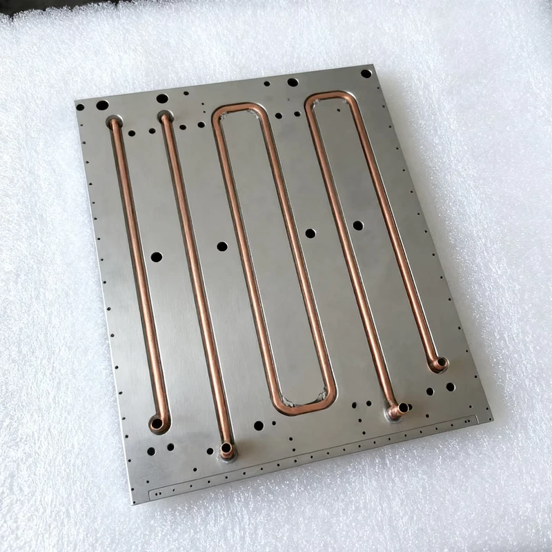 Aluminum Water Liquid Cooling Radiator Cold Plate CNC Machined Copper Tube With Epoxy Bonded Radiator