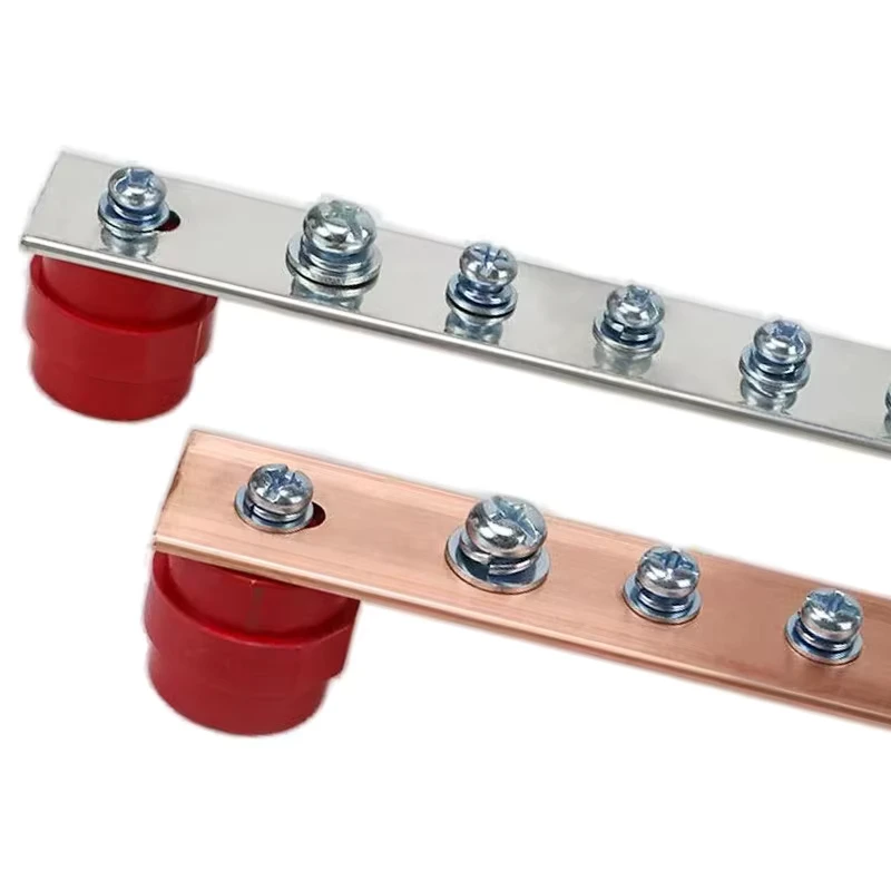 Anti Corrosion Ground Bus Bar with Insulators for Power Distribution Systems Electrical Grounding Busbar Tinned Copper Bar