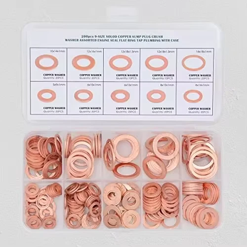 Anti Corrosion M5 M14 Assorted Kit 200pcs Rose Gold Copper Flat Washers for Pump Valve Fittings Reusable