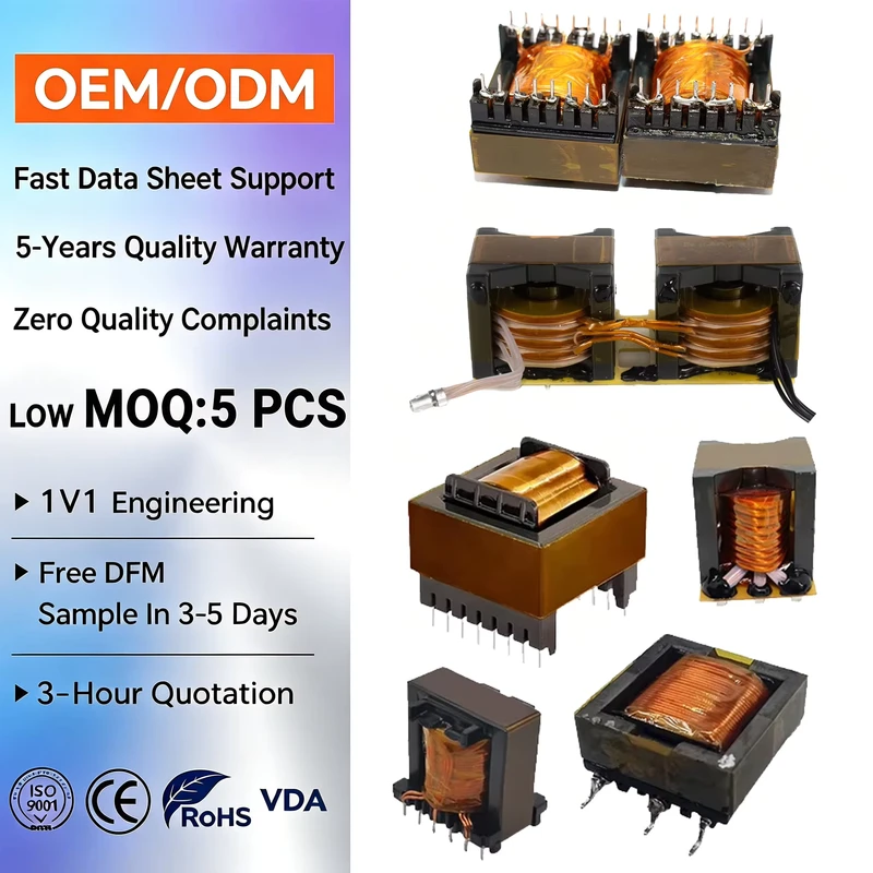 BPXQ 29 Single Phase Flyback High Frequency Ferrite Core Transformer 50kHz 200kHz Copper Winding Switching Power Supply