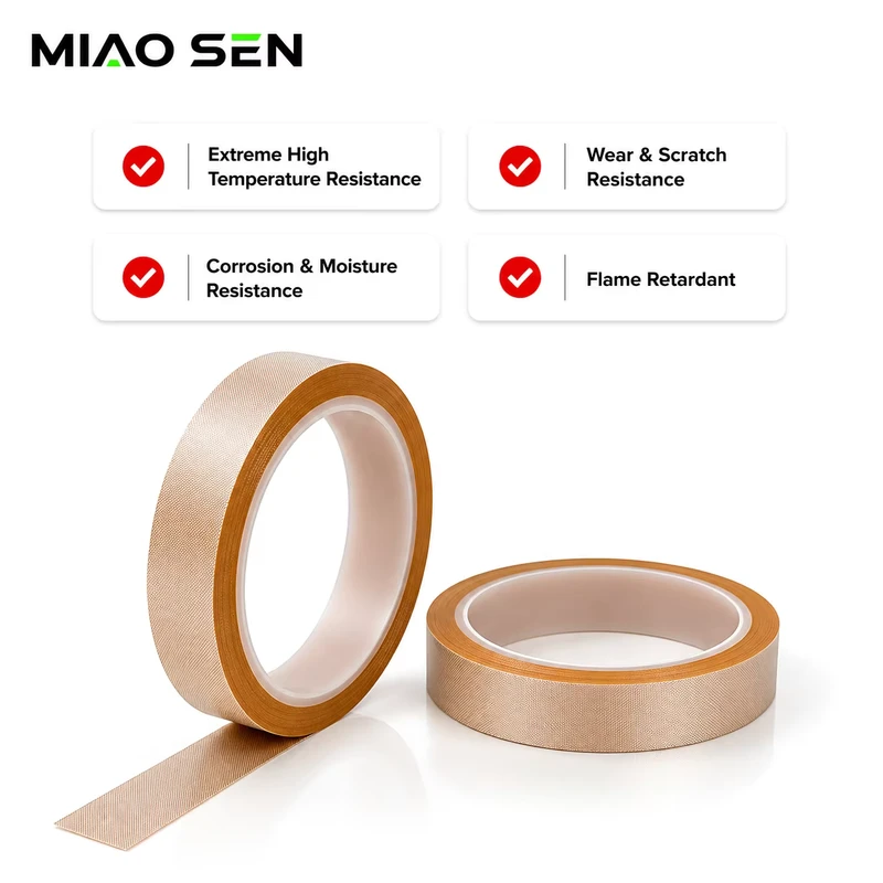 Ceramicized Fire Resistant PTFE Single Sided Hot Melt Tape 0.3mm Thickness High Temp Cable Harness Protection Insulation Tape