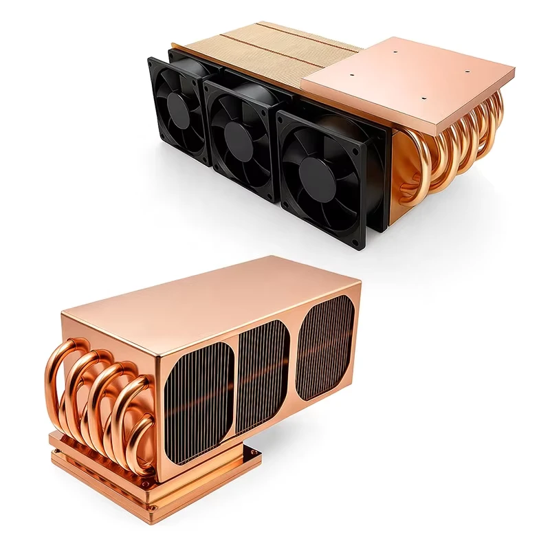 Copper CPU Heatsink for Power Supply With Triple Fan Cooling System 8 Heatpipes and Optimized Airflow Design