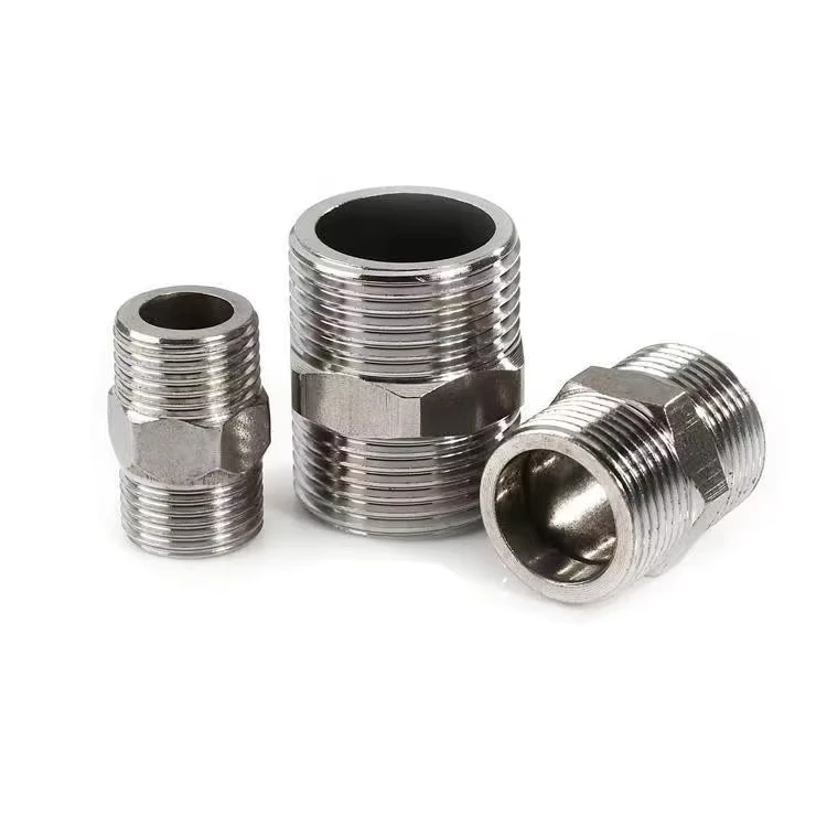 Copper Hex Male Threaded Nipple Stainless Steel BSP NPT Shower Hose Extension Connector Outdoor Car Reducer Adapter Fittings