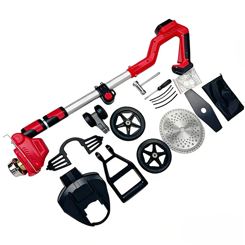 Cordless Brush Cutter Grass Trimmer 700W 21V Rechargeable Lithium Battery Telescopic Design 20min Runtime Portable Lawn Trimming