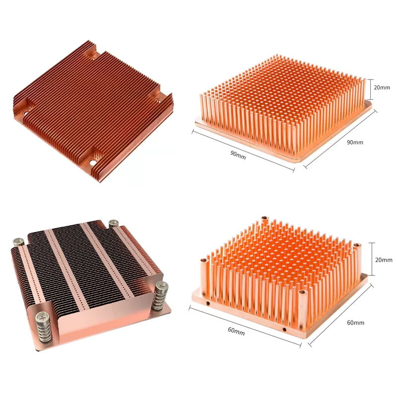 Custom Copper Heatsink Skiving Heatsink Radiator High Performance Pin Fin Slot Water Cooling Led Cpu Extruded Copper Heatsink