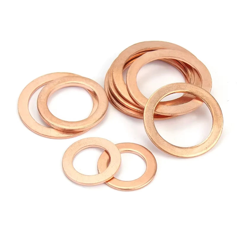 Custom High Pressure Car Copper Shim Washer M6 M8 M10 M12 M14 M16 M18 M20 Red Copper Metric Sealing Washers Flat Washers
