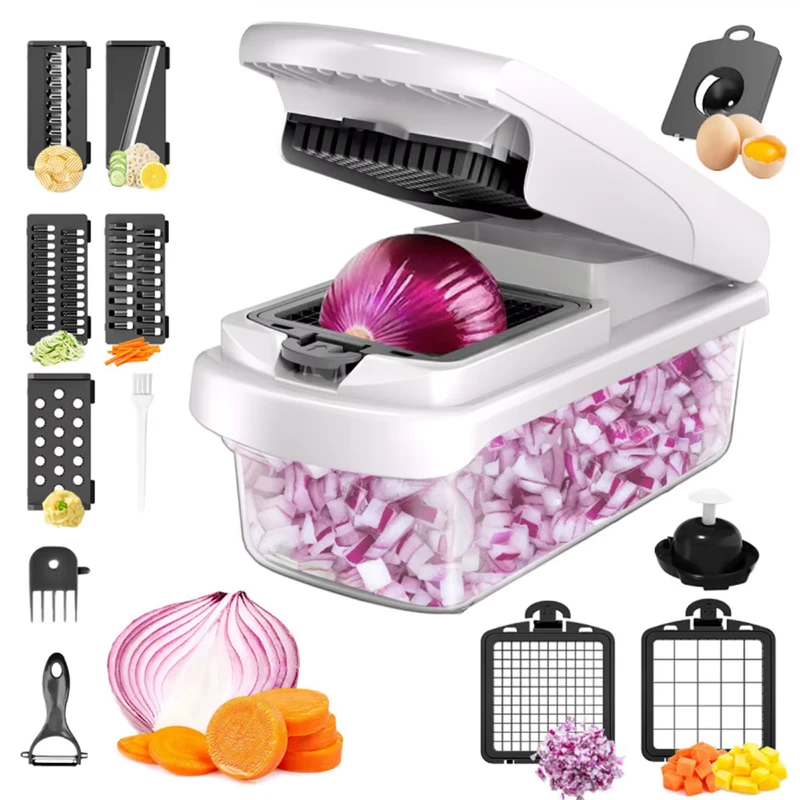 Custom Logo 15pcs in 1 Multi-functional Fruit & Vegetable Tools Manual Onion Slicer Veggie Slicer Food & Vegetable Chopper