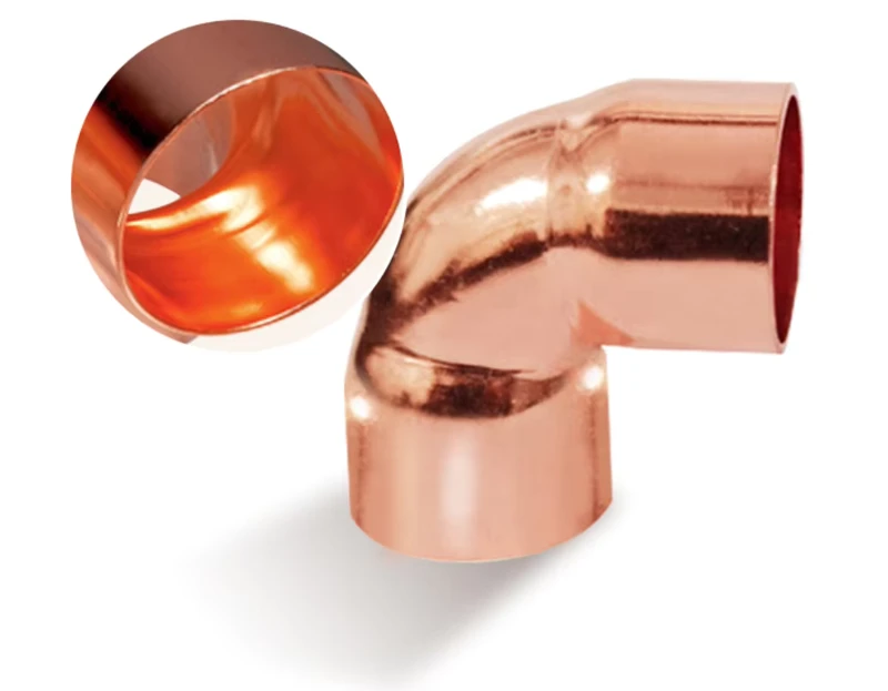 Customized 90 Degree Copper Tube Spare Parts Copper Elbow Plumbing Coupling Refrigeration Copper Pipe Fitting