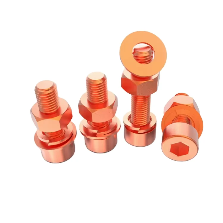 DIN912 GB70.1 T2 Copper Hex Socket Head Cap Screw Set with Nut and Washers Pure Red Copper High Conductivity Fastener Kit