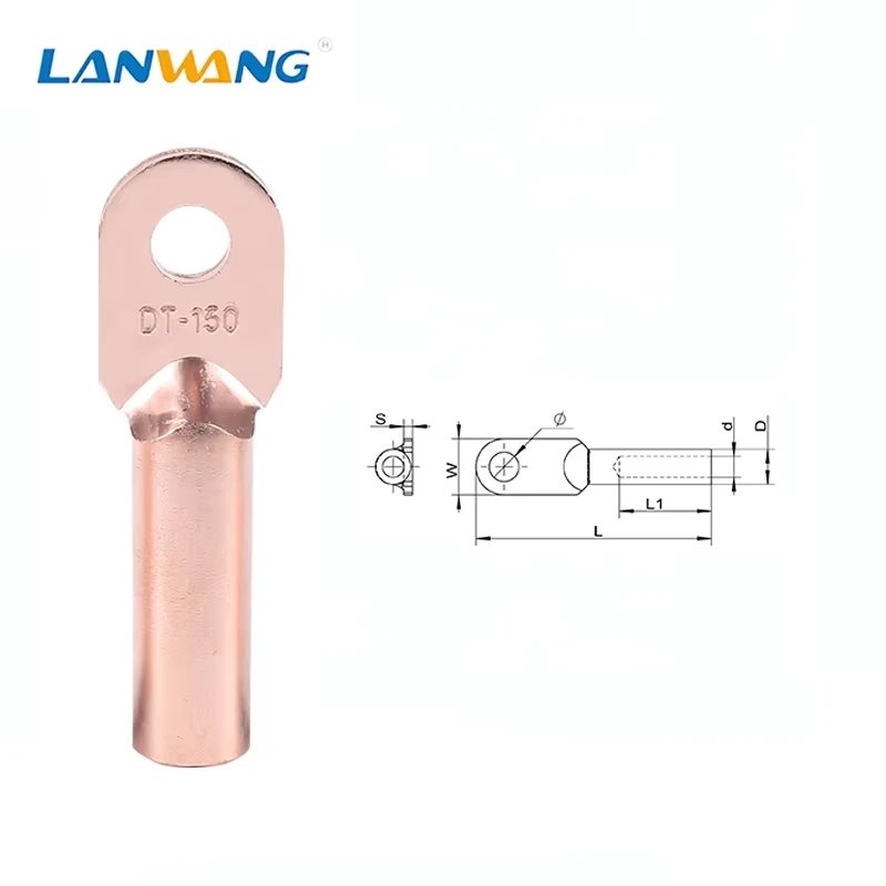 DT Copper Spade Cable Lug Wire Connecting Crimping Copper Tinned Copper Welding Cable Lug Connector Terminal