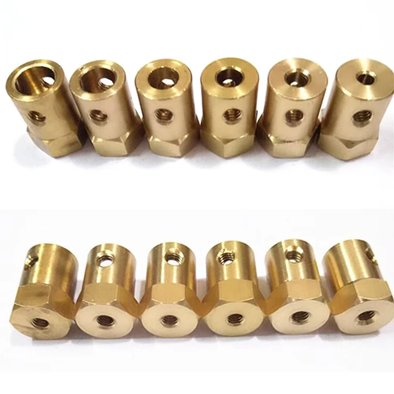 Dongguan CNC Manufacturing Brass Extension Shaft Hexagonal Coupling Motor Connector Brass Part