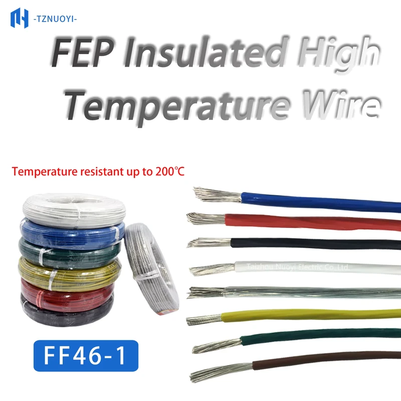 FEP Insulated Stranded Tinned Copper Silver Plated High Temperature Resistance Electrical Wire Cable 100m IP65 Customizable