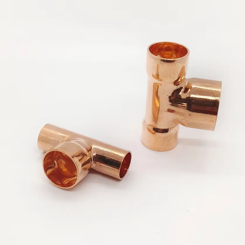 Gamei Copper T shaped Reducing Tee Evaporator Fitting for Refrigeration Systems Large Size Welding Joint 1 Year Warranty Made