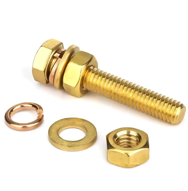 Grade 10.8 10.9 6.8 Carbon Steel Zinc Plated Hexagonal Bolts Brass Copper Hex Head Full Threaded Hexagon Screws Bolts with Nuts