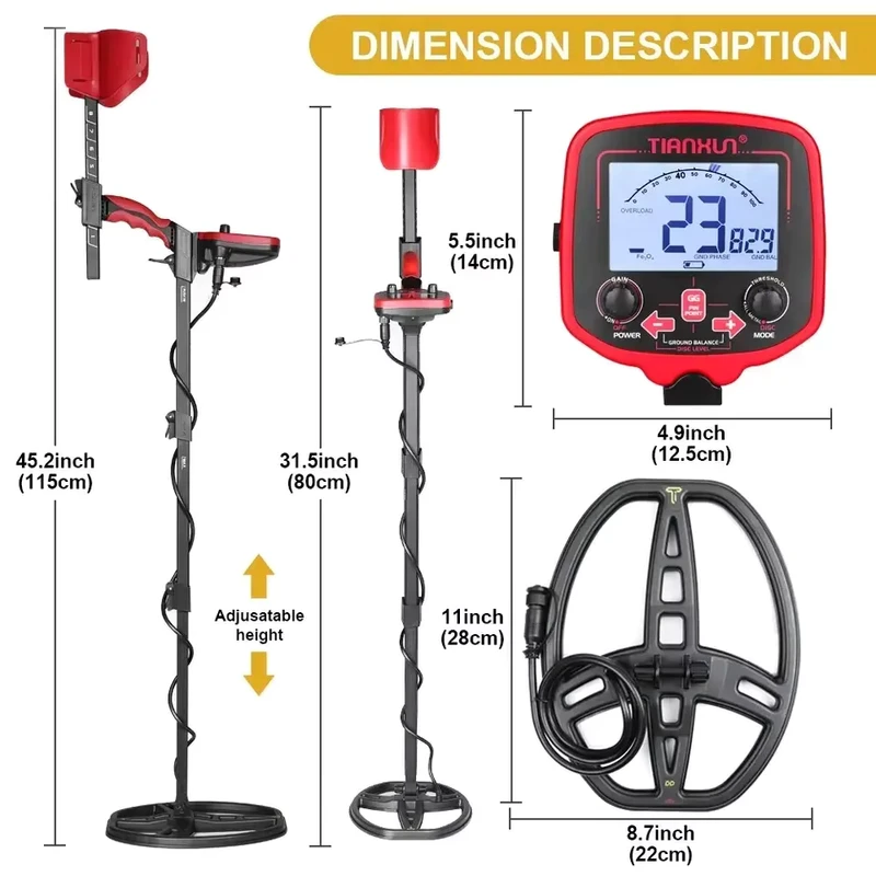 Handheld Plastic Gold Metal Detector 5 Meters Depth Tianxun TX 850L IP65 Rated Metal Locating Machine