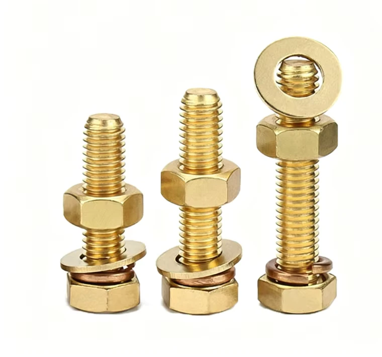 Hex Head Bolts Copper Hexagon Nut Flat Washer Complete Fastener Set Hex Bolt