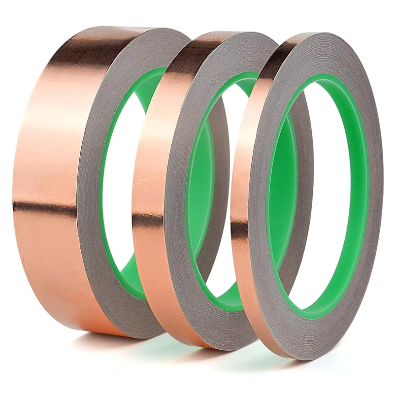 High Purity 99.99% Copper Foil ESD Conductive Acrylic Adhesive Tape LCD Electromagnetic EMI Shielding for Curved Surfaces