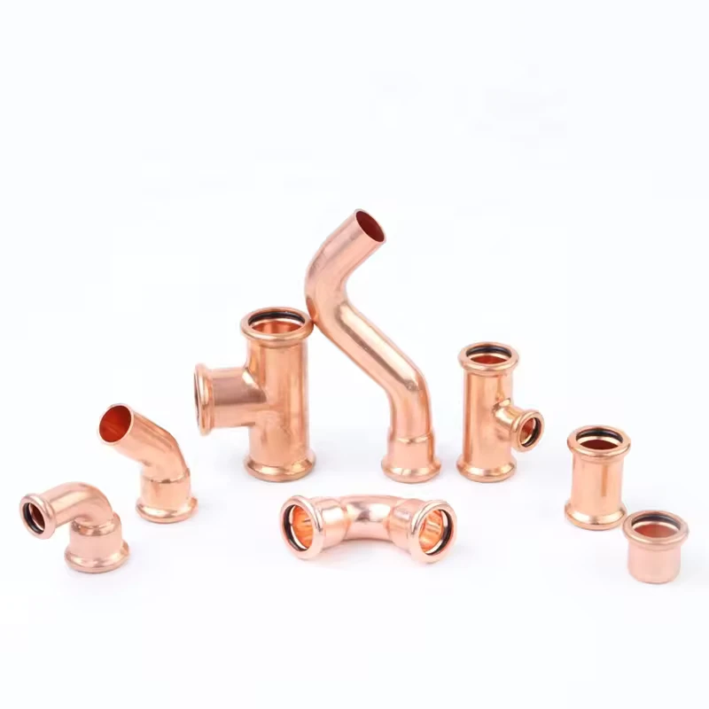 High Quality Copper Press Fittings Copper M Type Coupling Elbow Tee Copper Fitting Pipe Water Pipe System