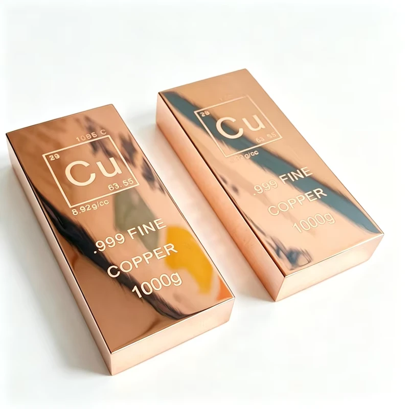 Investment Grade Copper Bar 500g 1000g Solid Pure Copper Bullion Bar