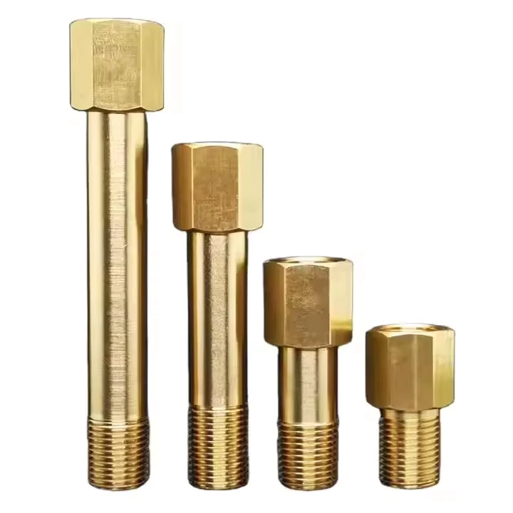Long Connector Nipple Pipe Fitting Adapter 1/8″ 1/4″ 3/8″ 1/2″ BSP Male Female Thread Polished Copper Brass Die High Pressure