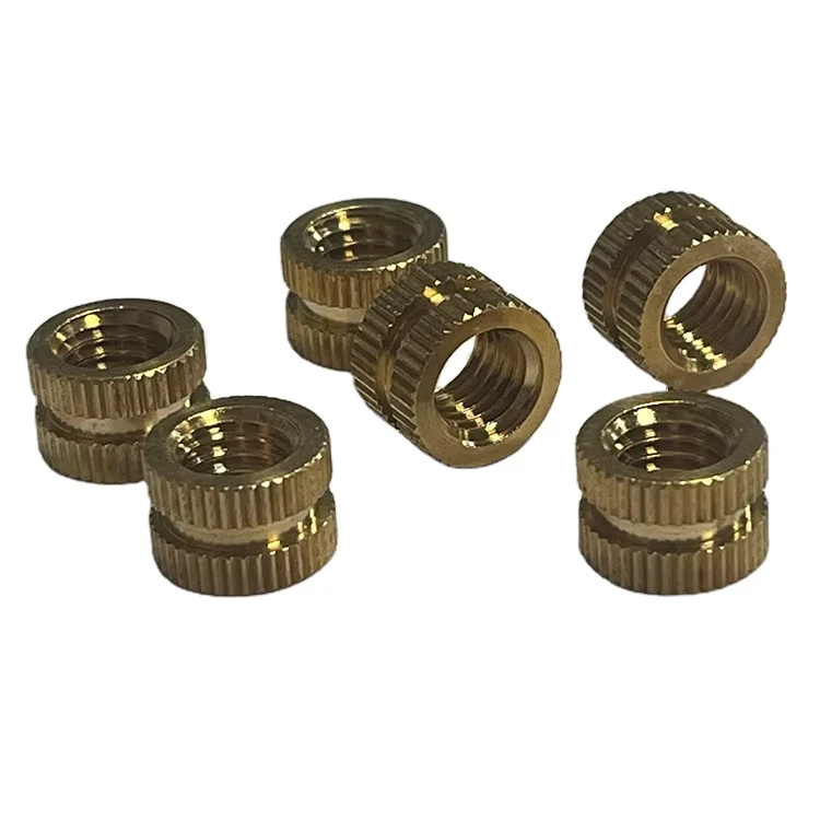 M2 M3 M4 M5 M6 M8 M10 Brass Inch Knurled Insert Copper Nut CNC Machined Injection Molded Brass Nut Stainless Steel
