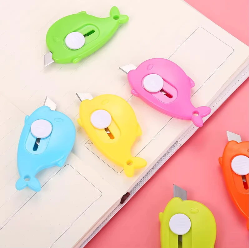 Mini Cartoon Utility Knife Portable Box Opener Dolphin Little Whale Carrot Cloud Paper Cutter Multi-color Student