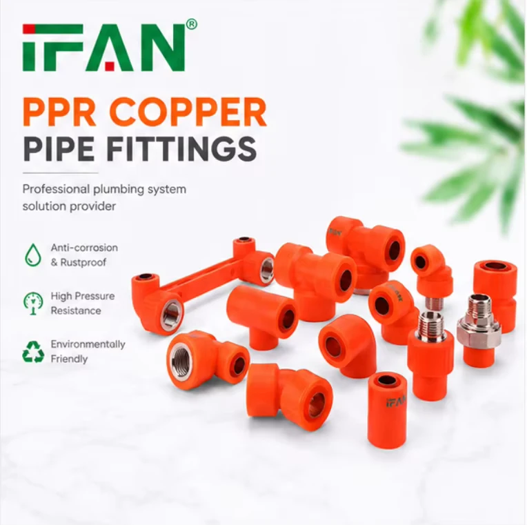 Orange PPR Plumbing Joint Union Plug Elbow Socket Crossover TEE PPR Pipe Fittings