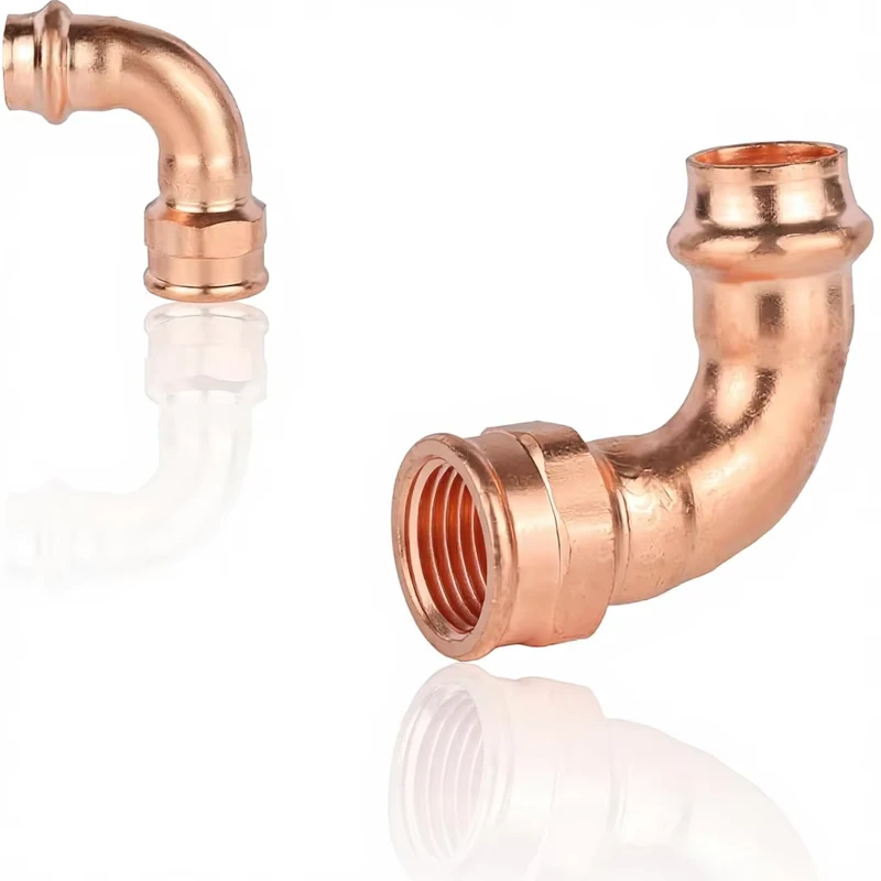 Pack 2 for Copper Press 3 4″ Female Hexagon Head 90 Degree Elbow Fitting with NPT Thread 6.5 Inches Pipe Connection (PRESS085)