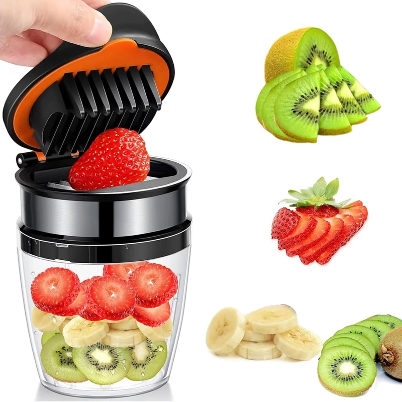Portable Easy to Carry and Clean Mini Chopper Stainless Steel Mini Fruit Slicer Cup