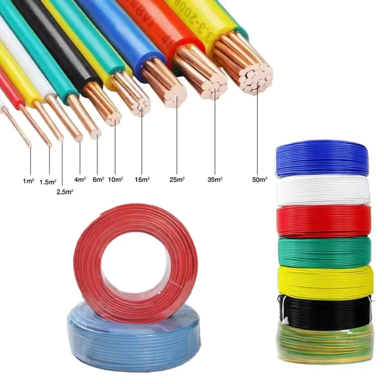 Pure Copper BV Cable 0.3-50mm² PVC Insulated Flame Retardant Electrical Wire for Indoor Outdoor Wiring CE CCC VDE Certified