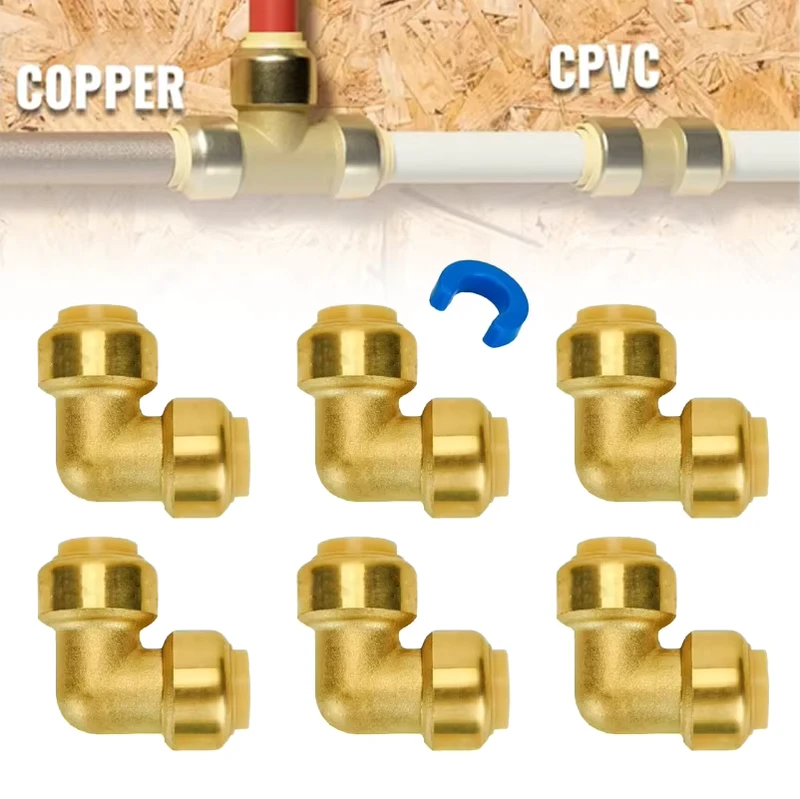 QC QC 9033 Universal 1/2″ DZR Brass Push Fit 90 Degree Elbow for PEX Copper CPVC NSF 61 ASSE 1061 UPC High Pressure