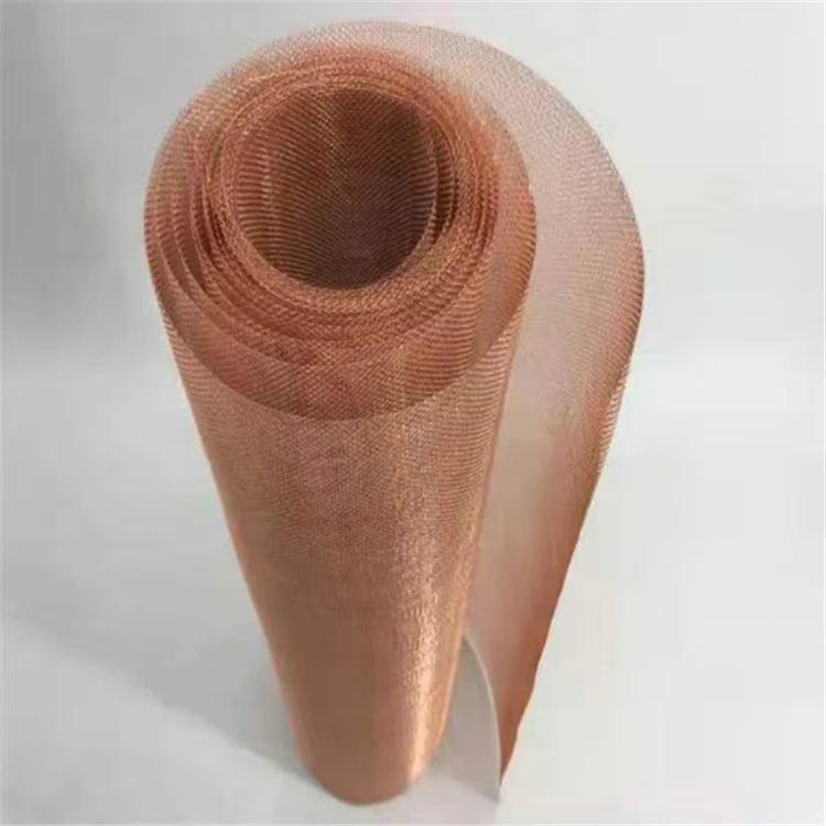 Red Copper Shielding Decorative Mesh Square Hole 0.07mm Aperture Copper Wire Mesh Plain Twill Weave