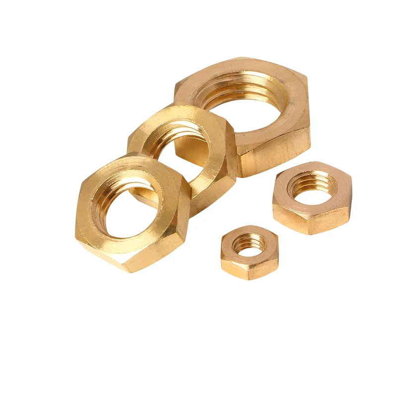 Solid Brass Thin Hex Nut Pure Copper Jam Nuts Low Profile Fasteners for Electrical Assembly Fasteners Manufacturers