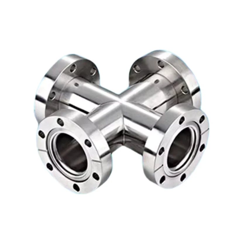 Stainless Steel SS304 SS316L Ultra High CF 4 Way Cross 2 Rotatable Flanges Mirror Polished Forged Copper Gasket Screws Fittings