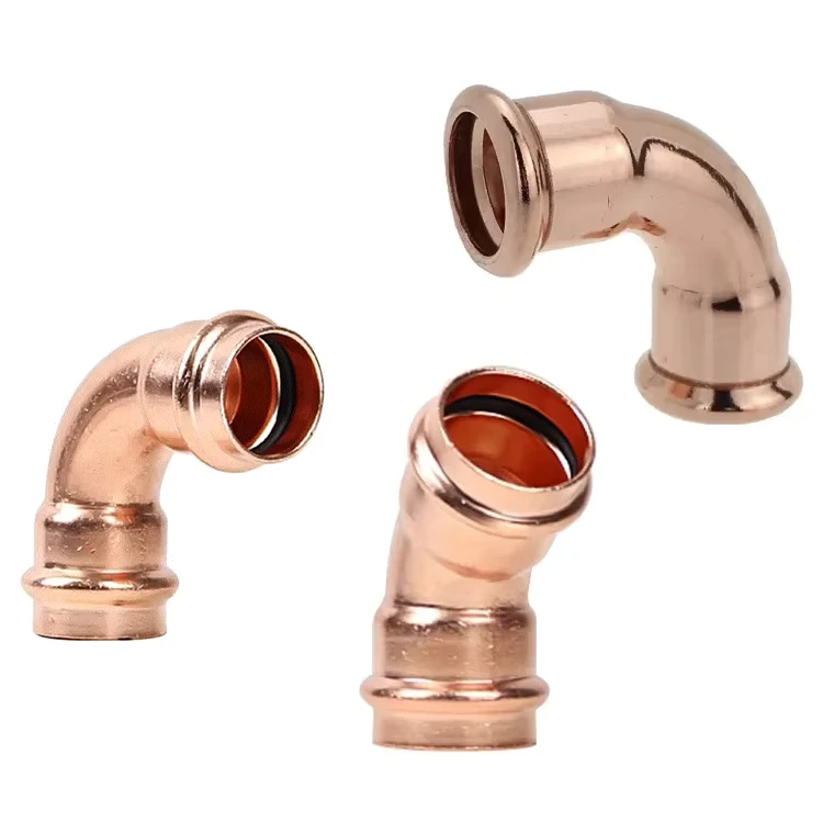 Water Copper Pipe Fittings Elbow 90 Degree 45 Degree Press Compression Fittings 1 2’~4′ Male Female Thread for Water Pure Water